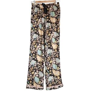 Victoria's Secret Black Satin Floral Pajama Lounge Pants Sz XS